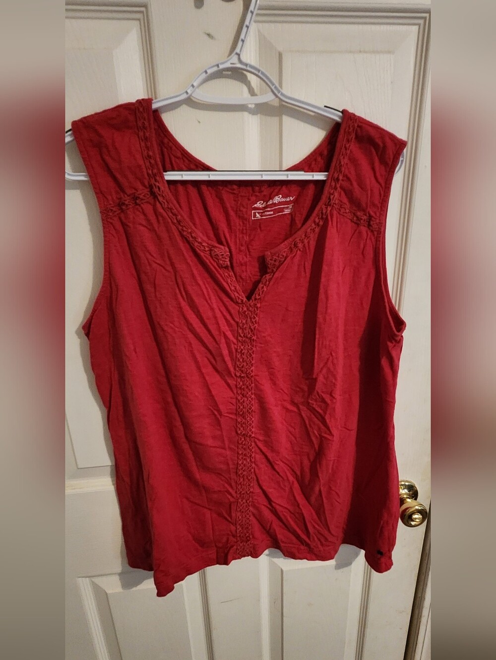 Eddie Bauer Outdoor Pink Sleeveless Cotton Crochet-Trim Tank Top 2xl